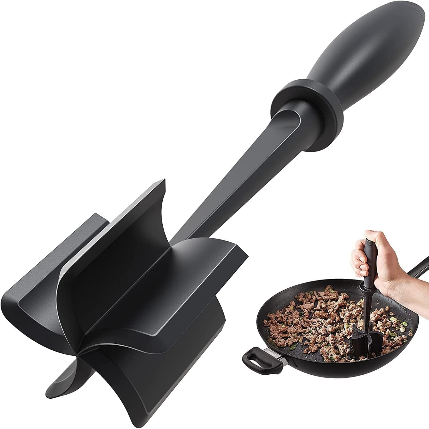 Heat-Resistant Meat Chopper & Masher – Non-Stick Nylon Tool for Ground Beef & Turkey