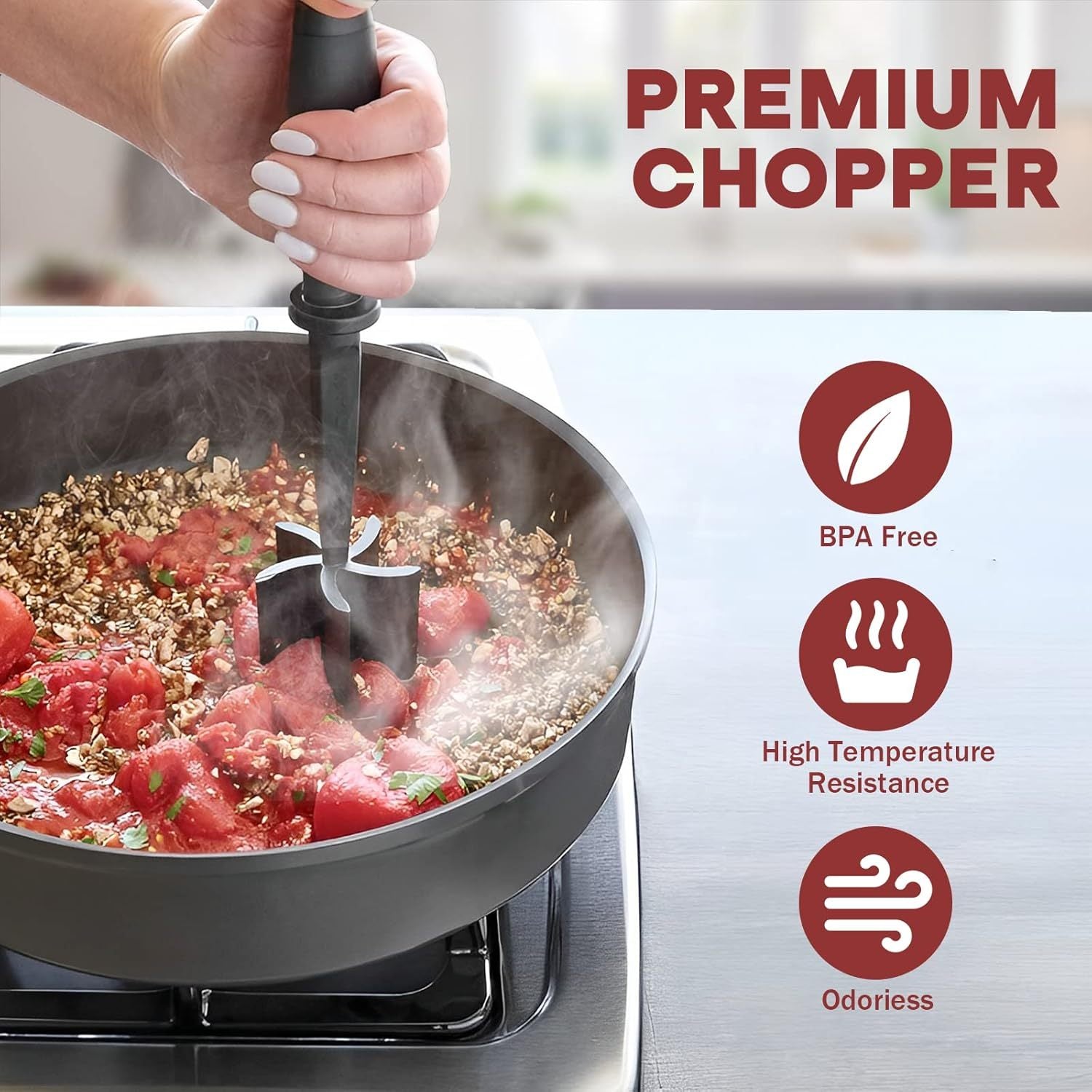 Heat-Resistant Meat Chopper & Masher – Non-Stick Nylon Tool for Ground Beef & Turkey