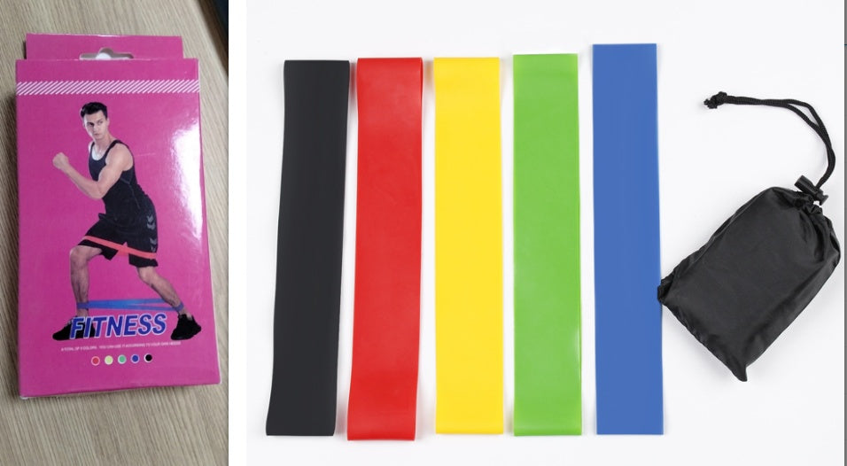 Elastic Workout Bands – Set of 5 for Yoga & Fitness