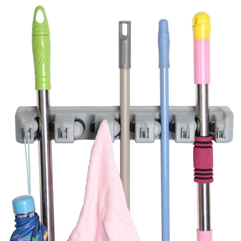 Mop and Broom Wall Rack | Closet & Garage Organizer