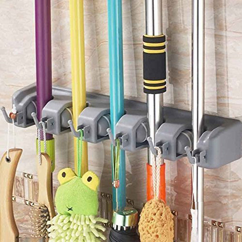 Mop and Broom Wall Rack | Closet & Garage Organizer