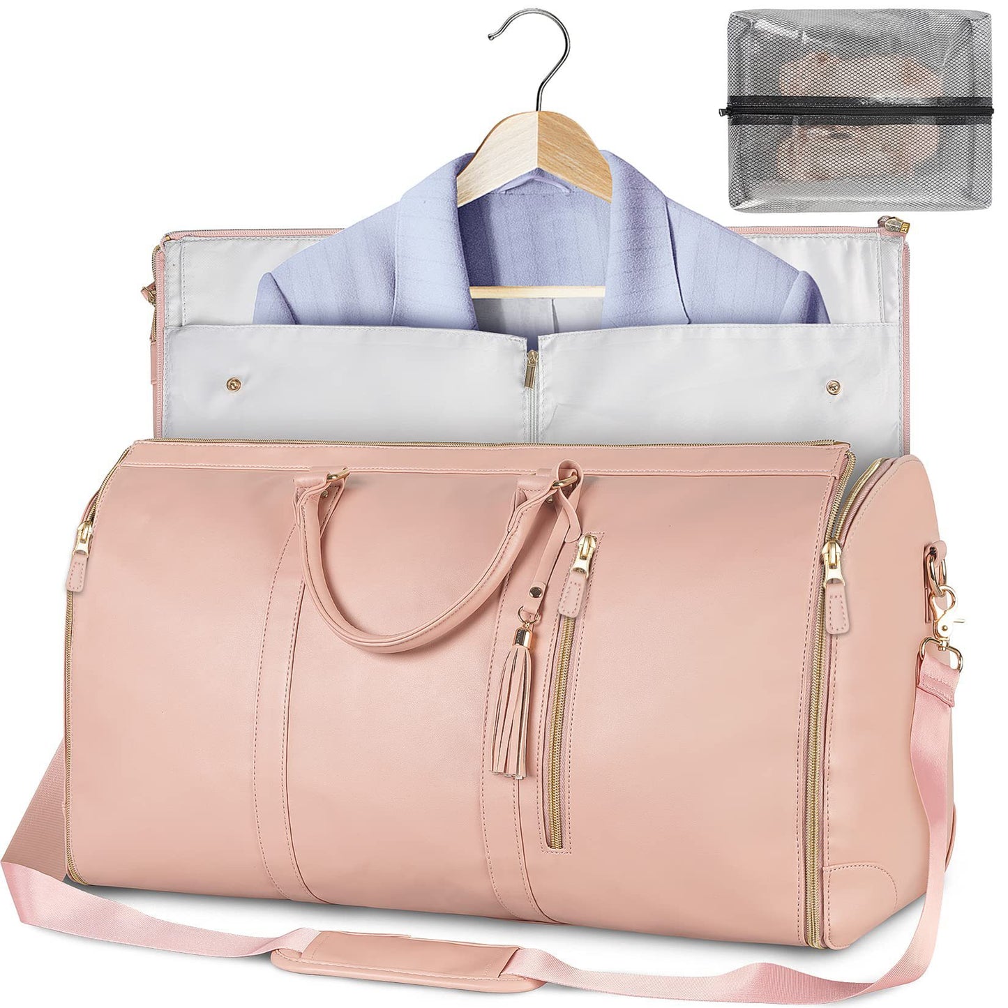 Foldable PU Leather Travel Duffel for Women – Stylish Carry-On & Business Bag